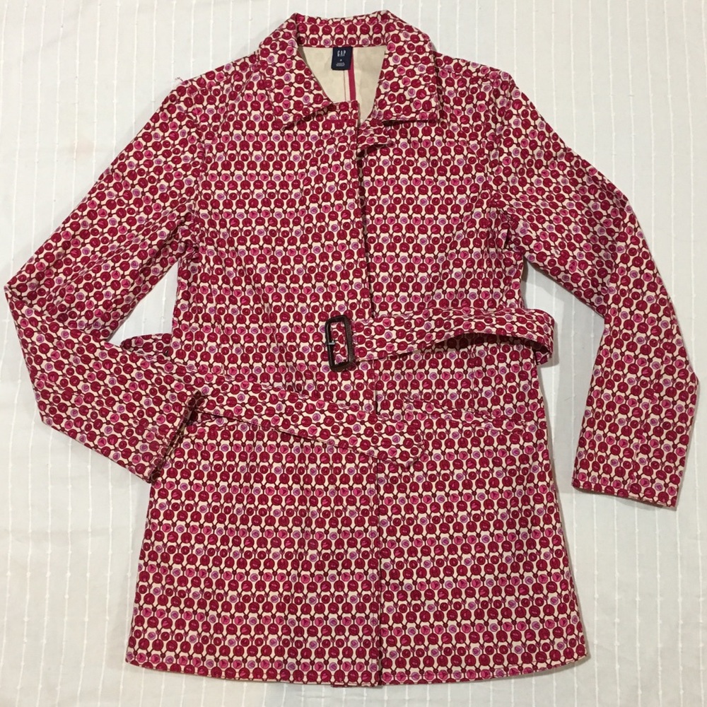 🌷abstract, flower print Gap trench coat! Sz S